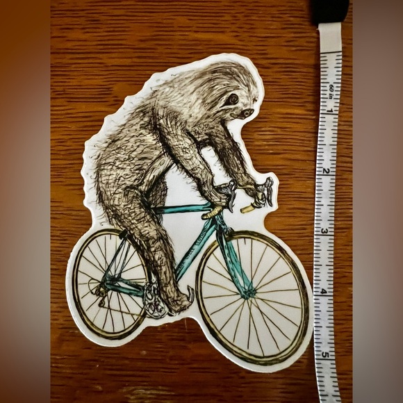 Sloth on Bicycle Sticker - Picture 2 of 3